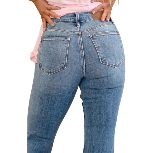 Women's Mid Rise Vintage Bootcut Jeans Medium Blue 15 Durable Comfortable - Picture 6 of 6